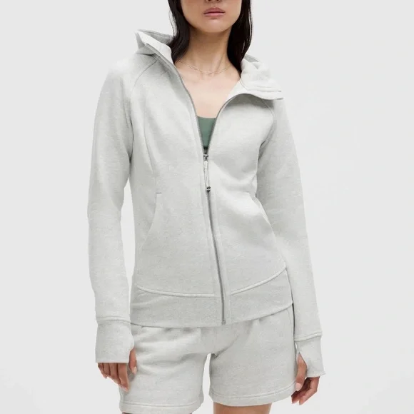 Lululemon Scuba Full-Zip Hoodie Size 6 Heathered Light Grey - Picture 1 of 8